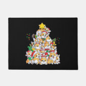 コルギクリスマスツリードッグサンタコメリールグマスクリスマス ドアマット (正面)