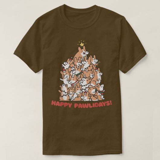 コルギクリスマスツリーハッピーパウィーデイズキュート Tシャツ (デザイン正面)
