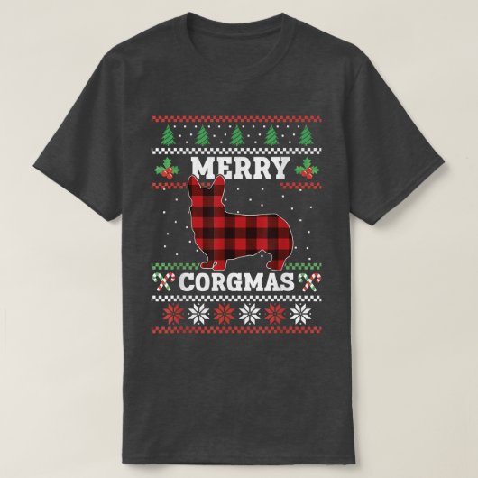 コルギクリスマスパジャマツリーライトズクリスマスコルグマスPl Tシャツ (デザイン正面)