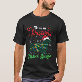 コルギクリスマスパジャマプレイドサンタハットライトスノー Tシャツ