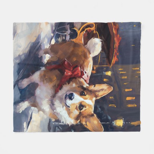 コルギクリスマスフェスティバルシーズン フリースブランケット (正面(横))