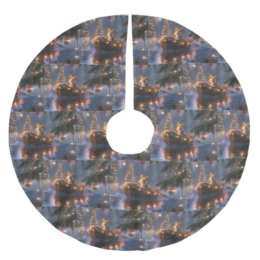 コルギクリスマスフェスティバル航海 ブラッシュドポリエステルツリースカート (正面)