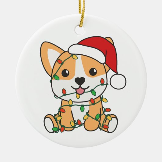 コルギクリスマス冬獣犬 セラミックオーナメント (正面)