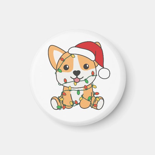 コルギクリスマス冬獣犬 マグネット (正面)