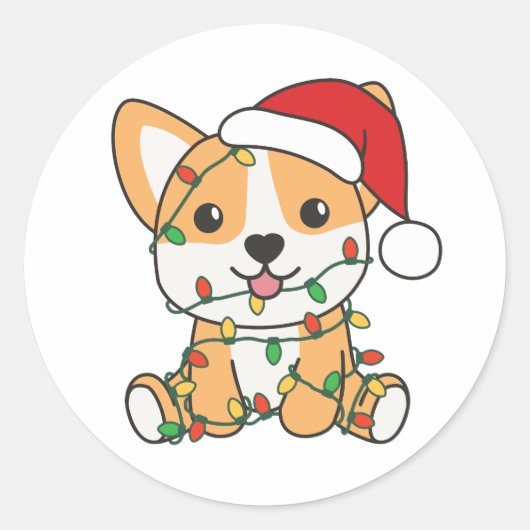 コルギクリスマス冬獣犬 ラウンドシール (正面)