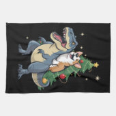 コルギクリスマス恐竜ツリーレックスホリデイクリスマス キッチンタオル (横)