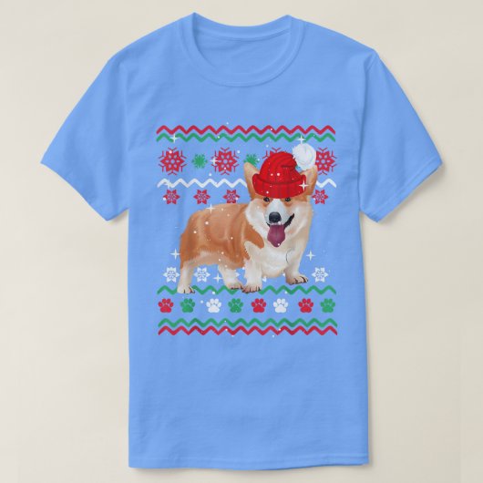 コルギクリスマス醜いセータースタイルドッグクリスマス Tシャツ (デザイン正面)