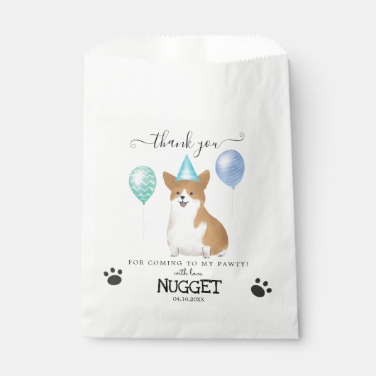 コルギサンキュードッグトリートパーティーの好意バッグ フェイバーバッグ (正面)
