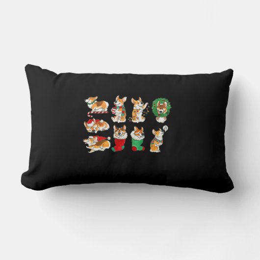 コルギサンタクリスマスクリスマスおもしろいクリスマス ランバークッション (正面)