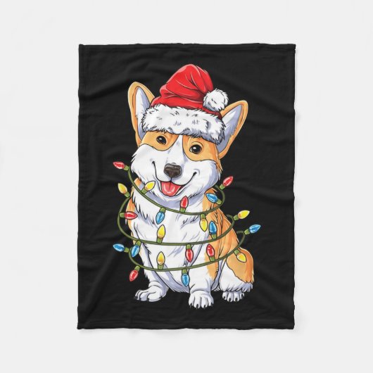 コルギサンタクリスマスツリーライトクリスマス フリースブランケット (正面)