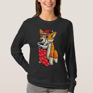 コルギサンタハットクリスマスパジャマかわいい犬の子犬X- Tシャツ