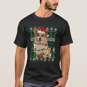 コルギサンタハットライトズクリスマス醜いクリスマスセーター Tシャツ