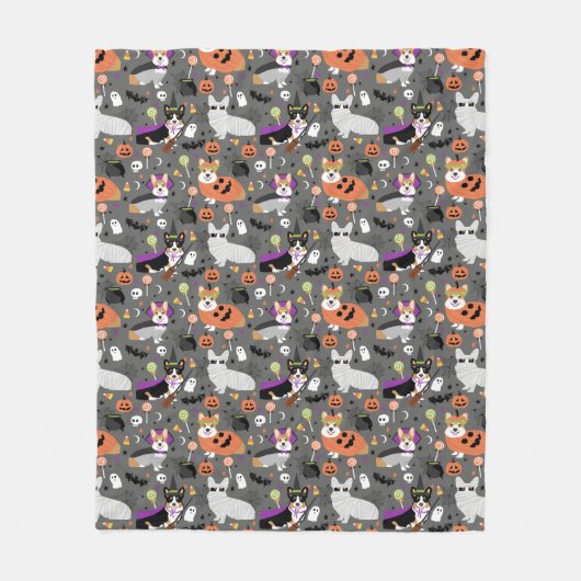 コルギスハロウィーンおもしろい衣装 フリースブランケット (正面)