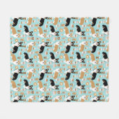 コルギスラブコーヒーライトブルー フリースブランケット (正面(横))