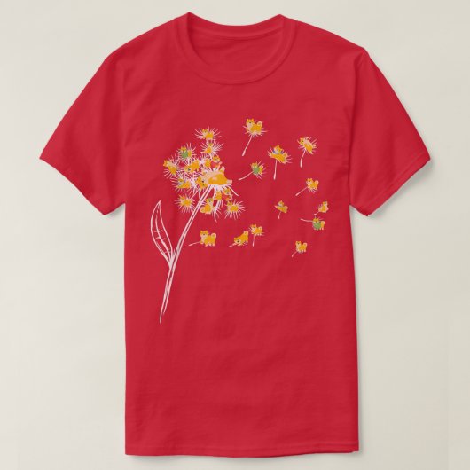 コルギダンデ飛んでいるリオン花犬愛好家 Tシャツ (デザイン正面)