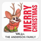 コルギトナカイのクリスマスラベル スクエアシール (正面)
