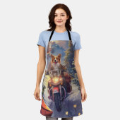 コルギドッグオートバイクリスマス エプロン (着用した状態)