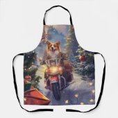 コルギドッグオートバイクリスマス エプロン (正面)