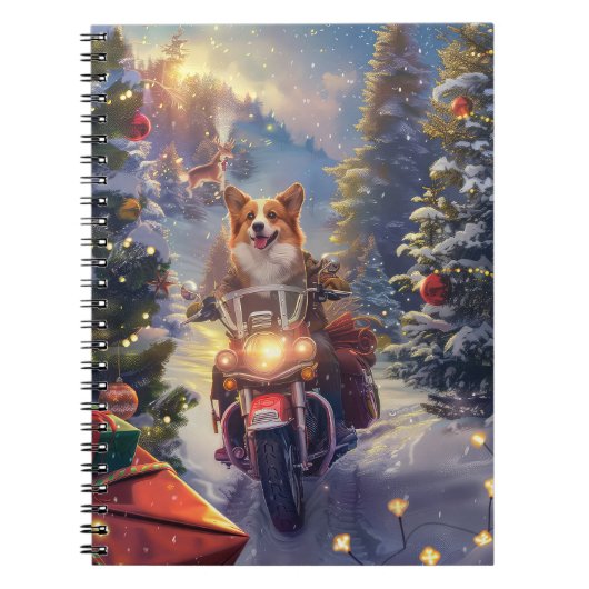 コルギドッグオートバイクリスマス ノートブック (正面)