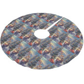 コルギドッグオートバイクリスマス ブラッシュドポリエステルツリースカート (アングル)