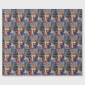 コルギドッグオートバイクリスマス ラッピングペーパー (フラット)