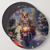 コルギドッグオートバイクリスマス 缶バッジ (正面&裏面)