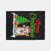 コルギドッグクリスマスツリーライトおもしろいクリスマスコルギD フリースブランケット (正面(横))