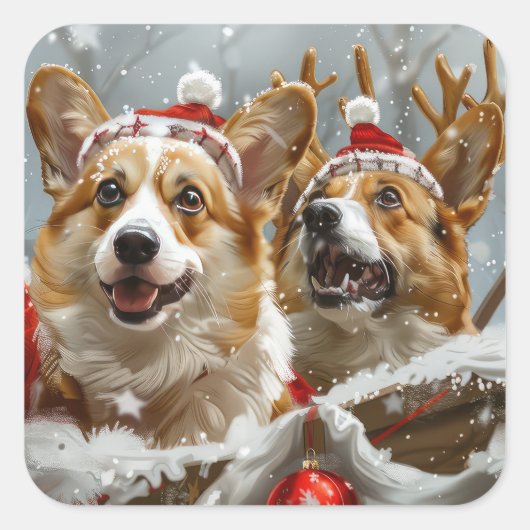 コルギドッグクリスマスフェスティバル スクエアシール (正面)