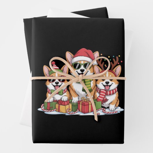 コルギドッグクリスマスマムドッグ恋人ホリデーギフト ラッピングペーパーシート (インサイチュ)