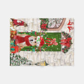 コルギドッグクリスマス フリースブランケット (正面(横))