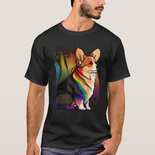 コルギドッグゲイプライドLGBTウェールズ国旗 Tシャツ (正面)