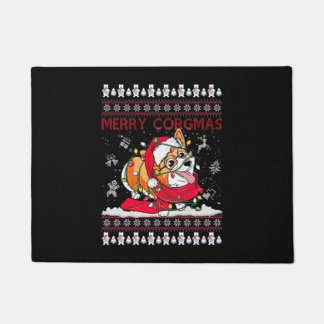 コルギドッグコメリールグマスサンタコルギ醜いクリスマス ドアマット