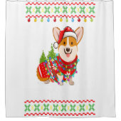 コルギドッグコルクマメリースサンタコルギブスクリスマス シャワーカーテン (正面)