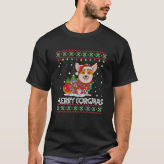 コルギドッグコルクマメリースサンタコルギ – アグリークリスマス Tシャツ