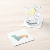 コルギドッグジオメトリックパターンシルエットパステル スクエアペーパーコースター (インサイチュ)