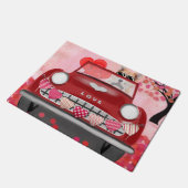 コルギドッグドライビングカーとハートバレンタイン ドアマット (アングル)