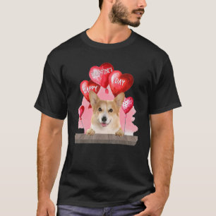 コルギドッグハッピーヴァレンティーンズデイペットドッグ恋人 Tシャツ