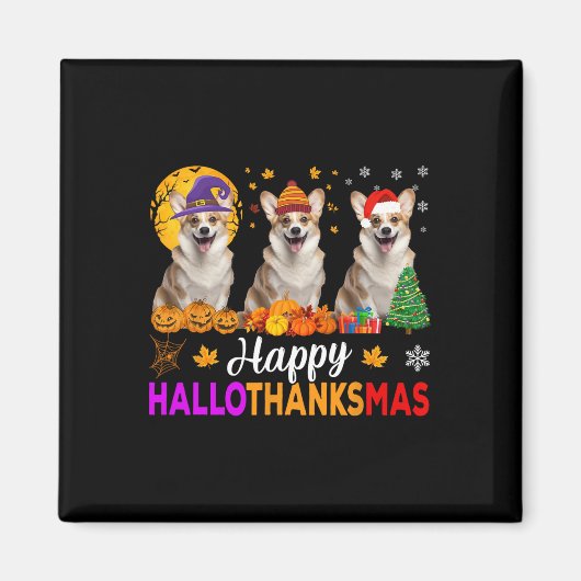 コルギドッグハロウィーンクリスマスハロサンクサス マグネット (正面)