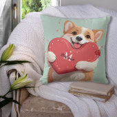 コルギドッグパン&赤いハートモノグラムバレンタイン クッション