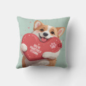 コルギドッグパン&赤いハートモノグラムバレンタイン クッション (裏面)