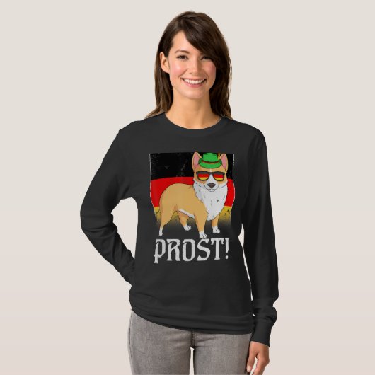 コルギドッグビールオクトーバーフェストプロストドイツ国旗 Tシャツ (正面フル)
