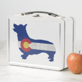 コルギドッグブリードシルエットコロラド州旗 メタルランチボックス (インサイチュ)