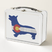 コルギドッグブリードシルエットコロラド州旗 メタルランチボックス (正面)