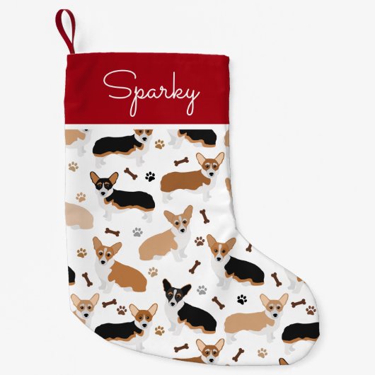 コルギドッグポーズスモールクリスマスストッキング スモールクリスマスストッキング (正面)