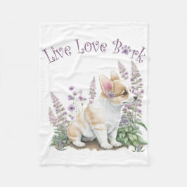 コルギドッグママフローラ フリースブランケット