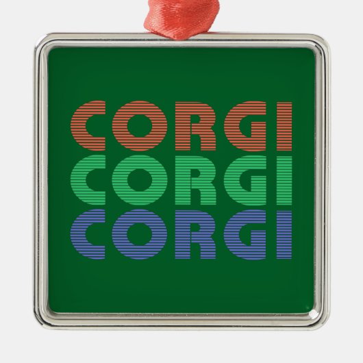 コルギドッグモダンカラフル文字 メタルオーナメント (正面)