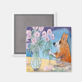 コルギドッグ冷蔵庫用マグネット、コルギフラワーアレンジメント マグネット (正面/裏面)