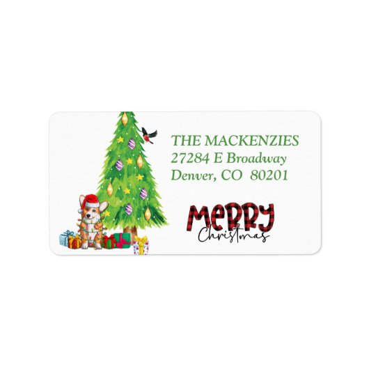 コルギドッグ包まれたインホリデーライト差出人住所 ラベル (正面)