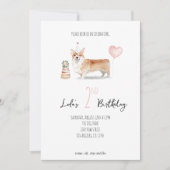 コルギドッグ誕生日招待状 – ガール 招待状 (正面)