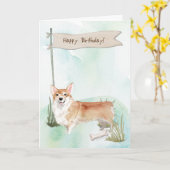 コルギドッグ誕生日標識 カード (黄色い花)